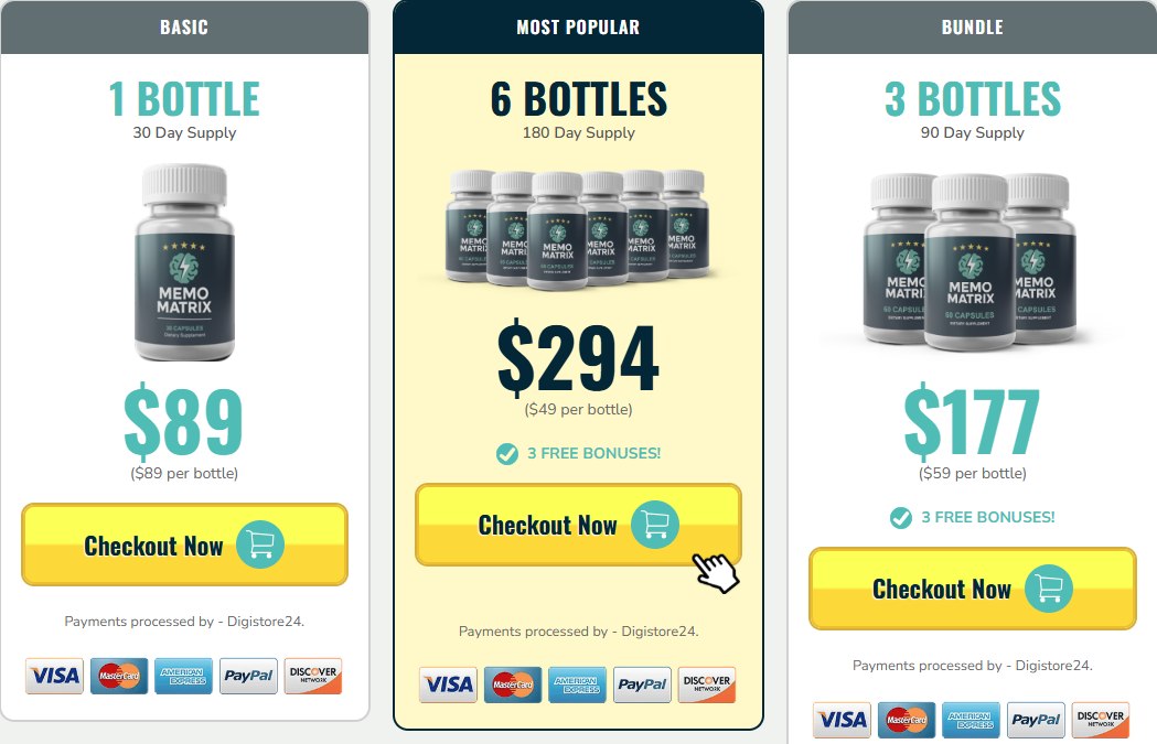 Memo Matrix Cognitive Boost Capsules pricing packages and bundles